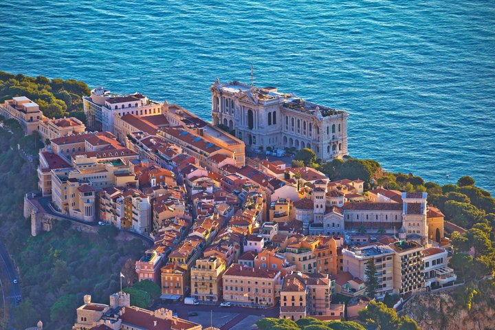 Monaco harbour and buildings seen from the heights