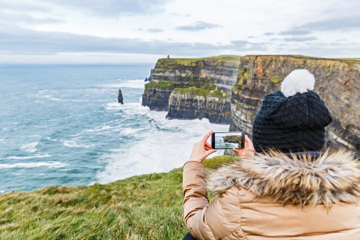 Cliffs of Moher coastline seen from the walking path