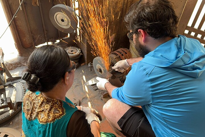 Knife blade being forged