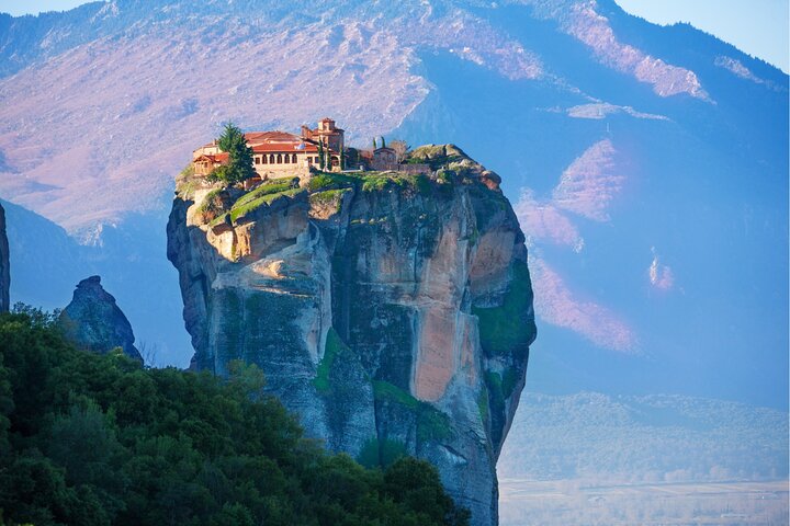 Mountain road leading to the Meteora monasteries