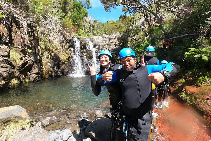 Canyoning group on a Madeira levada route