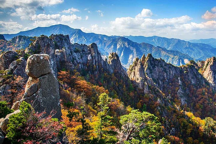 Mountain valley in autumn with a rural road