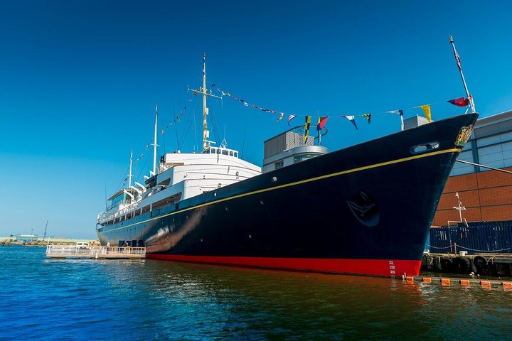 The Royal Yacht Britannia moored at the port of Leith, Edinburgh