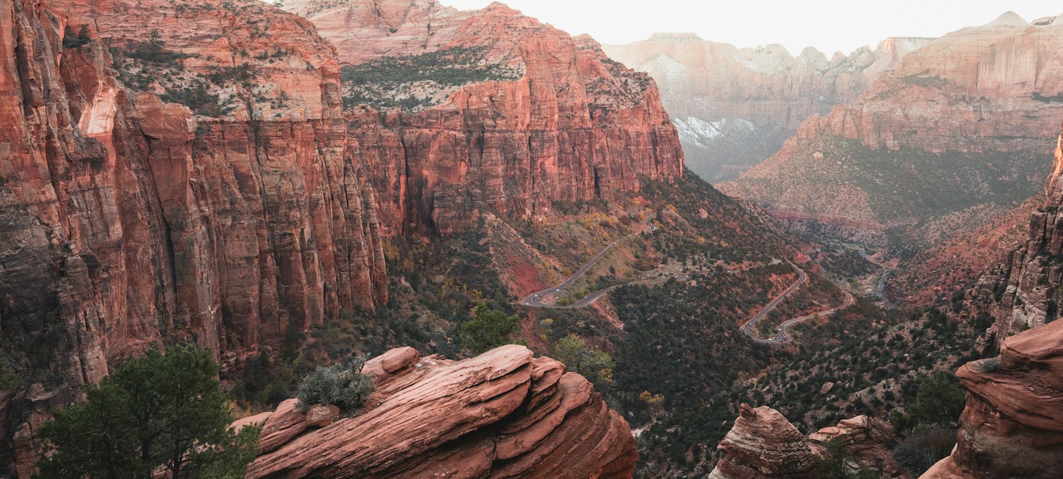 Route de Zion Canyon en saison